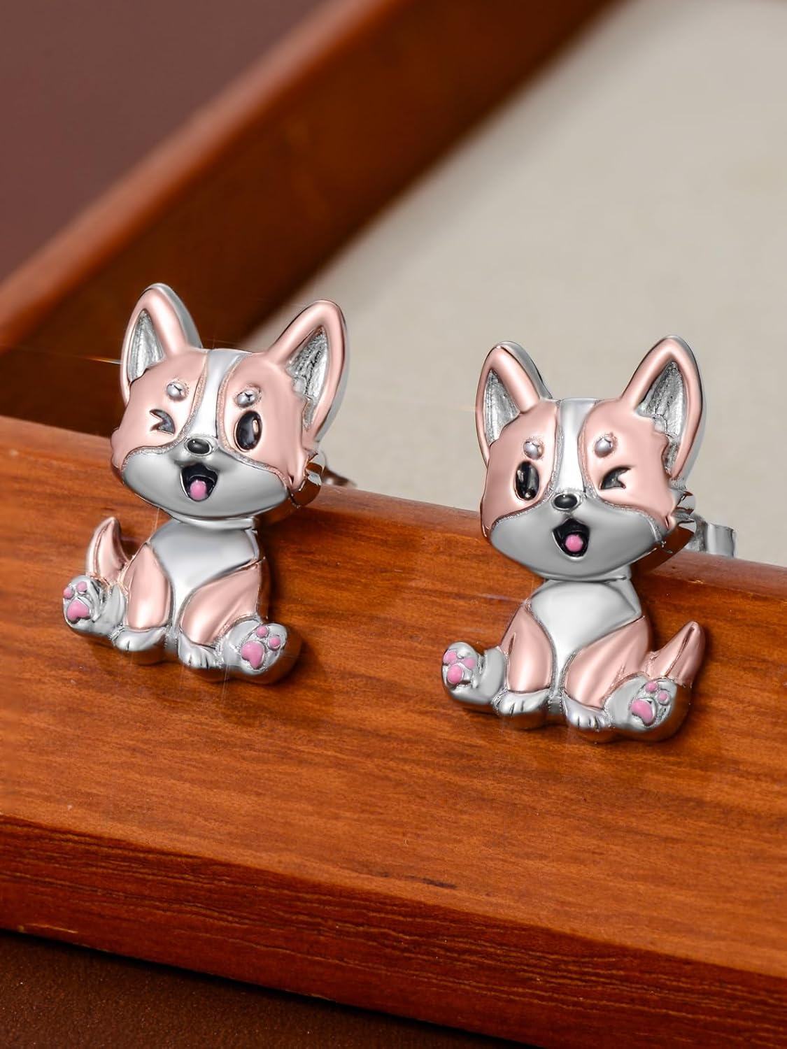 Sterling Silver Animal Stud Earrings Axolotl Highland Cow Corgi Women s Gift-0-2