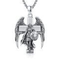 wholesale 925 Sterling Silver Saint Michael Angel Warrior Shield Necklace Pendant  for Men & Women -0-0