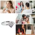 TOUPOP Sterling Silver D Color Vvs1 Heart Moissanite Engagement Ring-0-4