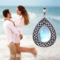 wholesale 925 Sterling Silver Platinum Plated Celtic Trinity Knot Rainbow Moonstone Teardrop Pendant Necklace-0-2