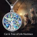 wholesale 925 Sterling Silver Abalone Shell Cat Tree of Life Pendant Necklace for Women-0-4