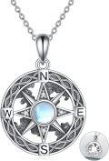wholesale 925 Sterling Silver Compass World Map Pendant Necklace with Blue Stone and Chain for Women Men -0-0