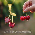 wholesale 925 Sterling Silver Heart-Shaped Red Crystal Leaf Charm Pendant Necklaces for Women Gifts-0-2