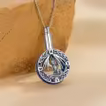TOUPOP Sterling Silver Blue Crystal Eagle Dragon Phoenix Bear Cremation Urn Necklace-0-3