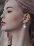 wholesale 925 Sterling Silver Blue Moonstone Leverback Dangle Drop Earrings for Women-0-1