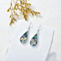 wholesale 925 Sterling Silver Abalone Shell Flower Dangle Drop Teardrop Earrings-0-2