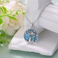 wholesale 925 Sterling Silver Turquoise and Cubic Zirconia Tree of Life Pendant Necklace for Women's Mothers' Day Gift-0-4