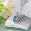 wholesale 925 Sterling Silver Turquoise and Cubic Zirconia Tree of Life Pendant Necklace Wholesale for Women's Mothers' Day Gift-0-4