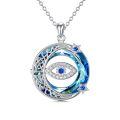 TOUPOP Sterling Silver & Crystal Tree Of Life Evil Eye Protection Pendant Necklace-0-0
