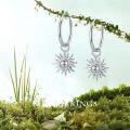 wholesale 925 Sterling Silver Sun Dangle Earrings Hypoallergenic Hoop Earrings for Women Jewelry Lovers-0-1