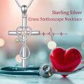 wholesale 925 Sterling Silver Birthstone Stethoscope Cross Necklace for Nurse Doctor RN-0-2