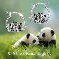wholesale 925 Sterling Silver Panda Bear Huggers Hoop Earrings - Adorable Gifts for Her Him-0-4