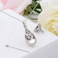 wholesale 925 Sterling Silver Filigree Tear Drop Cremation Keepsake Pendant with Chain and Funnel Set-0-1