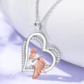 wholesale Sterling Silver & Cubic Zirconia Heart-Shaped Guitar Necklace with Platinum Rose Gold Plated Musician Pendant for Women 18 Adjustable Chain-0-3