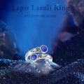 wholesale Sterling Silver Lapis Lazuli Vintage Floral Adjustable Ring, Size 8, 5.3mm Stone, Gift for Women-0-4