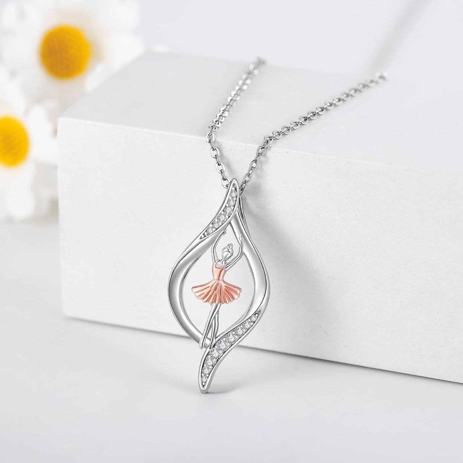 Sterling Silver Dancer Necklace for Gymnastics Cheerleading Ballet-0-3