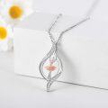 wholesale 925 Sterling Silver Ballerina Pendant Necklace with Rose Gold Accents and Cubic Zirconia Stones-0-2