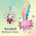 wholesale 925 Sterling Silver Axolotl Charm with Red Heart Birthstone Bead for Bracelets Jewelry Making Gifts for Women-0-2