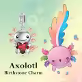 wholesale 925 Sterling Silver Axolotl Charm with Red Heart Birthstone Bead for Bracelets Jewelry Making Gifts for Women-0-2