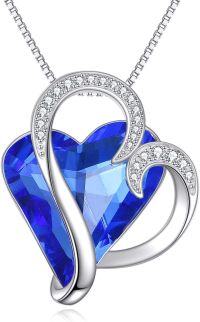 wholesale 925 Sterling Silver Blue Heart Pendant Necklace for Women Girls-Heart B