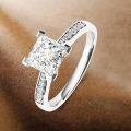 TOUPOP Sterling Silver D Color Vvs1 Moissanite Princess Cut Ring-0-5