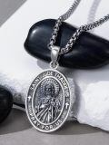 wholesale 925 Sterling Silver Saint Jude Thaddeus Medal Pendant Necklace Oxidized Religious Chain-0-2