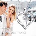 wholesale 925 Sterling Silver Heart-Shaped Cross and Sea Turtle Pendant Necklace for Women Girls  45cm Chain Length-0-1