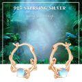 wholesale Rose Gold 925 Sterling Silver Moonstone Snake Huggie Hoop Earrings - Vintage  for Women-0-5