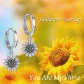 wholesale 925 Sterling Silver Sunflower Huggie Hoop Drop Earrings for Women Girls Minimalist -0-1