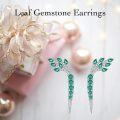 wholesale 925 Sterling Silver Green Emerald & Cubic Zirconia Tree Branch Drop Earrings-0-1