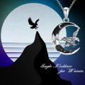 wholesale 925 Sterling Silver Crescent Moon Eagle Pendant Necklace-0-5