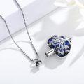 wholesale 925 Sterling Silver Heart Shaped Blue Crystal Tree of Life Pendant Keepsake Urn Necklace for Ashes-0-2