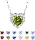 wholesale Sterling Silver 12 Birtnstone Heart Pendant Necklace for Women-0-0