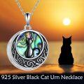 wholesale 925 Sterling Silver Abalone Shell Cat Memorial Keepsake Pendant Necklace for Pet Ashes Cremation Jewelry-0-1