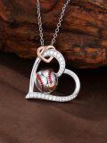 wholesale TOUPOP Christmas Sports Heart Necklace, 925 Silver Soccer/football/basketball/volleyball/softball Necklace Birthday Christmas Gifts For Women Sports Lovers, Players, Fans -0-1