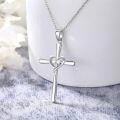 wholesale Sterling Silver Lab Grown Diamond Cross Necklace for Women-0-1