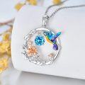 wholesale 925 Sterling Silver Synthetic Birthstone Hummingbird Necklace for Women-0-22