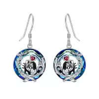 TOUPOP Sterling Silver Crystal Nightmare Jack Sally Skellington Skull Earrings-undefined