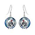TOUPOP Sterling Silver Crystal Nightmare Jack Sally Skellington Skull Earrings-0-0