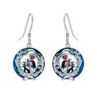 TOUPOP Sterling Silver Crystal Nightmare Jack Sally Skellington Skull Earrings-undefined