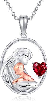 wholesale 925 Sterling Silver Mother and Child Heart Pendant Necklace for Women Mothers Day Gifts-Mother Daughter B