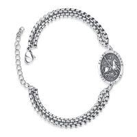wholesale 925 Sterling Silver Saint George Medal Charm Bracelet with Extender Chain for Men Women - Adjustable Length from 6 to 8 inches-Saint George