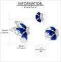 wholesale 925 Sterling Silver Butterfly Blue Enamel Stud Earrings with Cubic Zirconia Accents-0-2