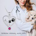 wholesale 925 Sterling Silver Birthstone Vet Stethoscope Necklace Dog Paw Pendant Nurse Jewelry Gift for Women Veterinarians-0-4