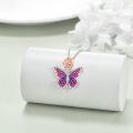 wholesale Sterling Silver Butterfly Rose Necklace - rhodium-and-rose-gold-plated-0-2