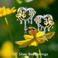 wholesale 925 Sterling Silver Bee and Flower Drip Stud Earrings - Unique Gift for Her-0-5