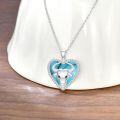 wholesale 925 Sterling Silver Heart-Shaped Turquoise Aries Zodiac Pendant Necklace-0-4