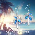 wholesale 925 Sterling Silver Palm Tree Blue Opal Dangle Earrings Boho Beach Jewelry-0-2