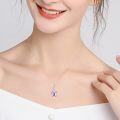wholesale 925 Sterling Silver & Crystal Purple Butterfly Necklace - 26mm Pendant, 18+2 Chain, Transformation Symbol, Gift for Women-0-3