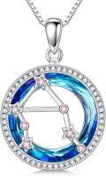 wholesale 925 Sterling Silver Blue Crystal Star Constellation Pendant Necklaces for Women Astrology Gifts-0-0